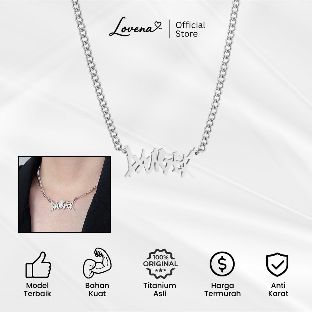 Lovena Necklace - Kalung Titanium Anti Karat Unisex Ace