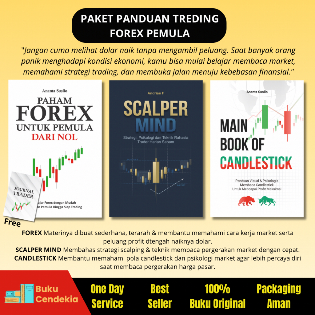 Yash Media - Paket 4 Buku Trading Forex Pemula (Paham Forex untuk Pemula, Candlestick dan Scalper Mi