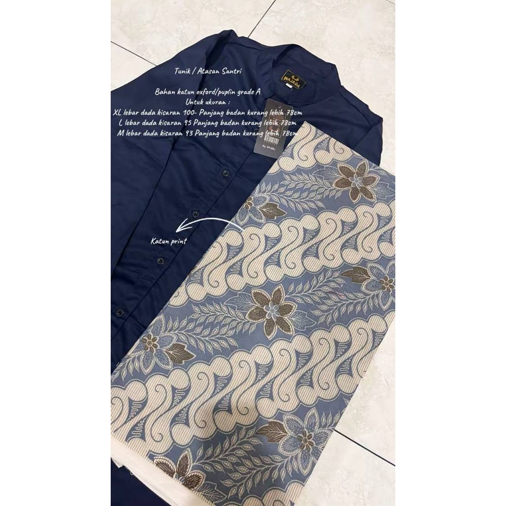 one set santri putri// setelan tunik toyobo// sarung katun print