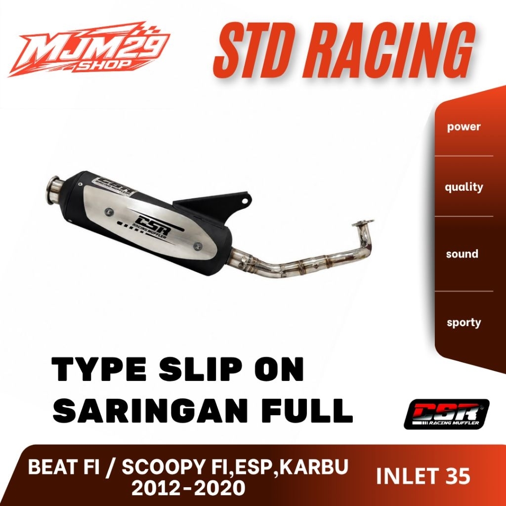 Knalpot CSR Racing Original Standar Racing Type Slip On Saringan Full untuk Beat FI/Scoopy FI/ESP/Ka