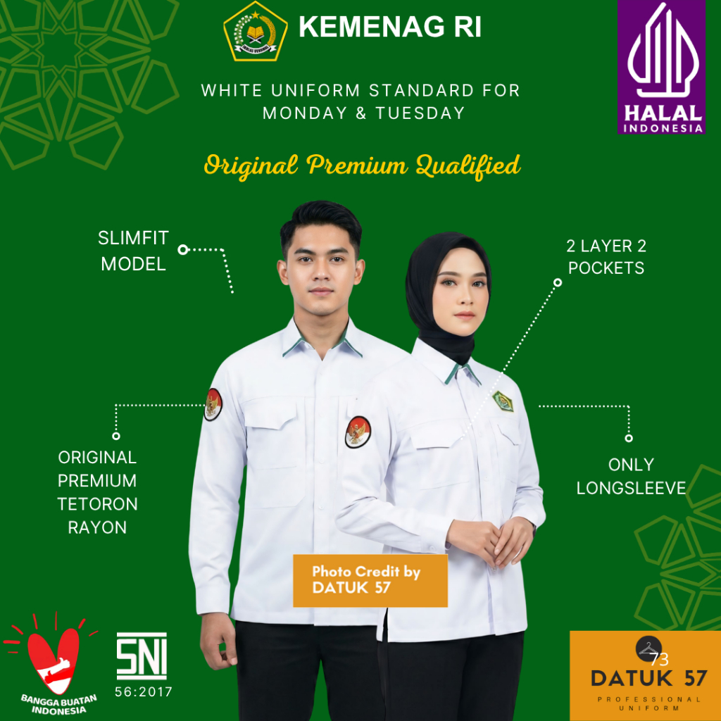 [ATASAN] Datuk Kemeja PDH Dinas ASN Kemenag untuk Pria dan Wanita Model Terbaru: Seragam Baju Kemeja
