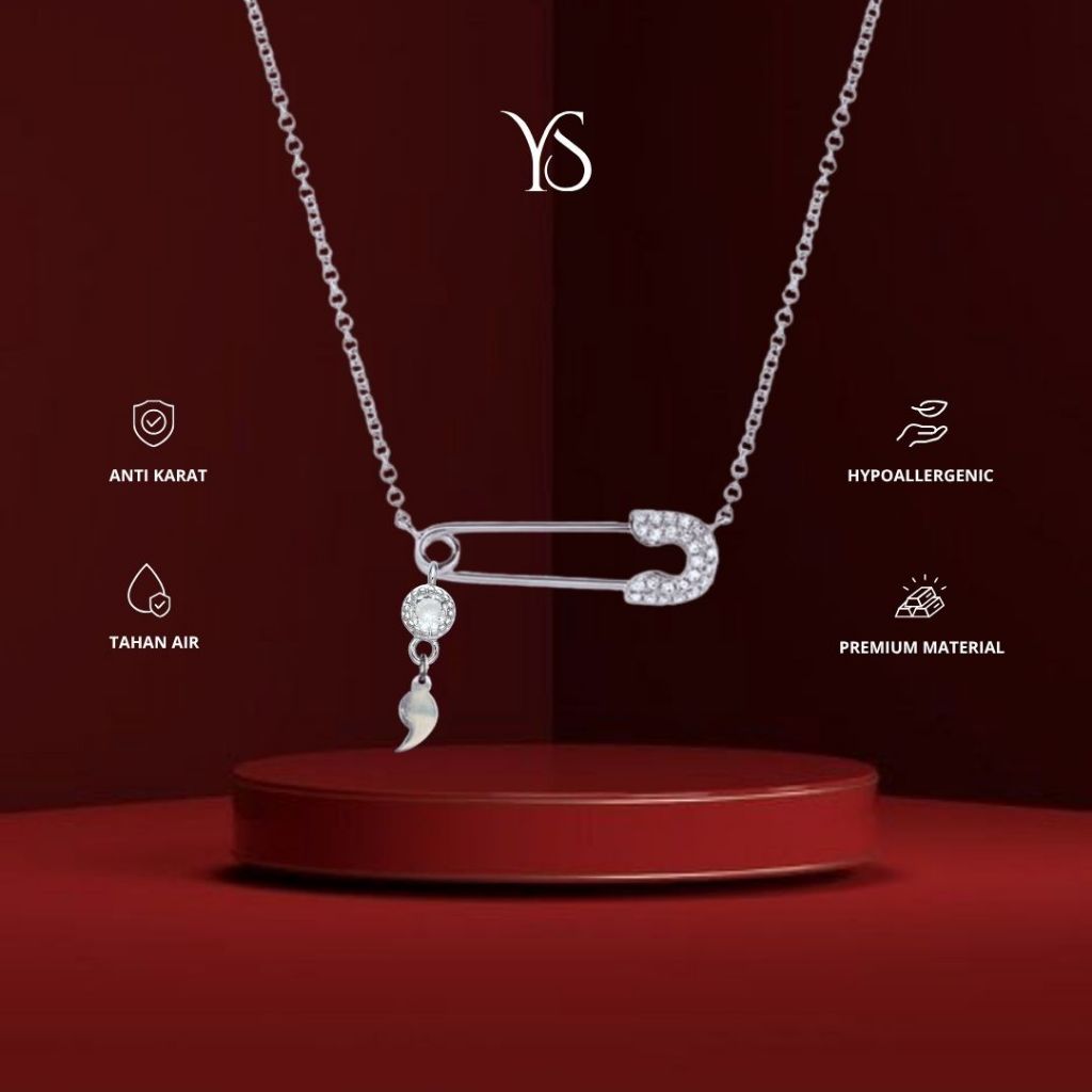 YS - Safety Pin Semicolon Nacklace Bracelet | Kalung Gelang Mental Health Premium Wanita | Titanium 
