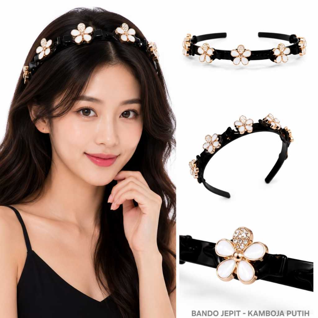 Bando Jepit Penjepit Rambut Wanita  Cewek Bando 2in1 include Ikat Jepit Fashion Korea Bentuk Pola Mo