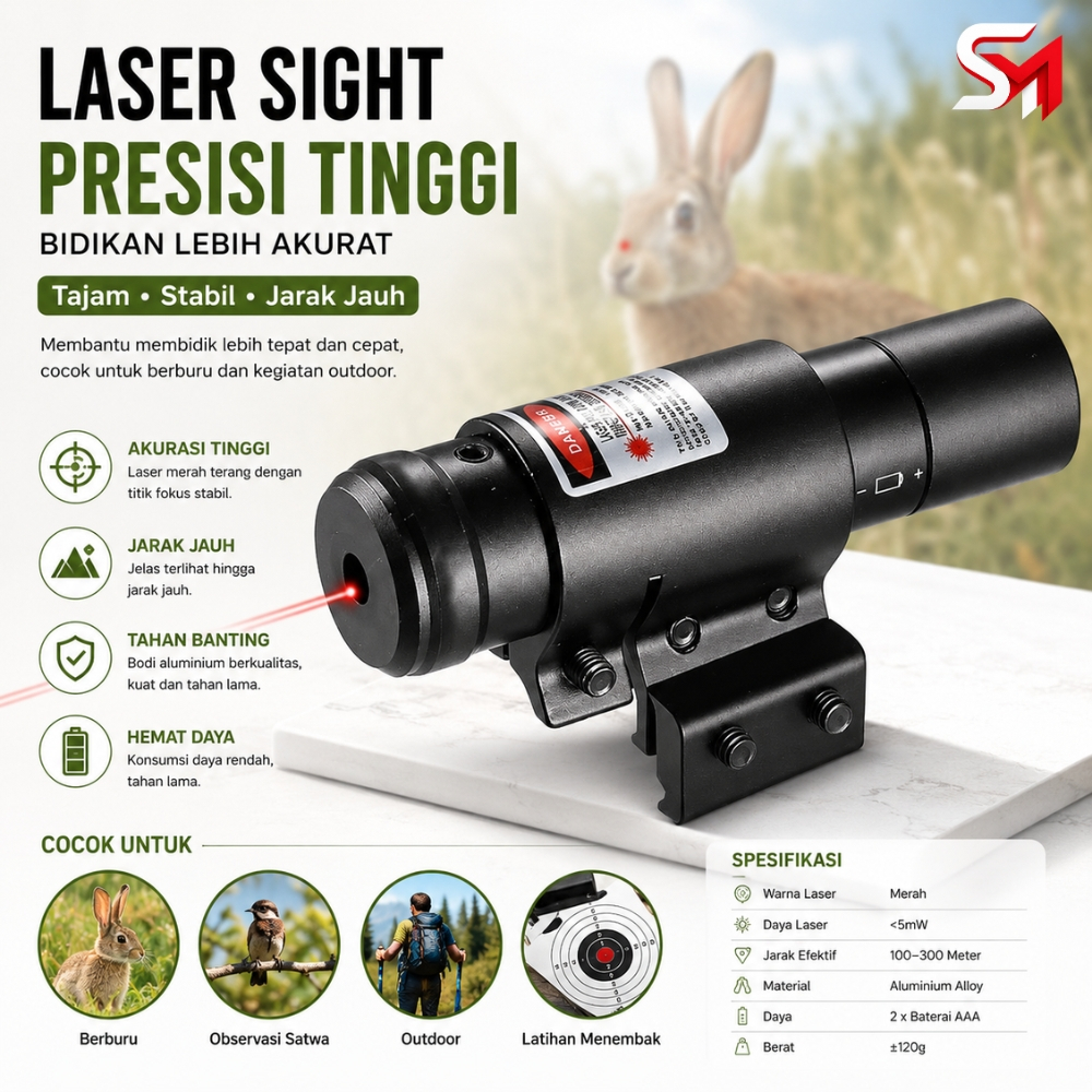 Tactical Red Laser Gun Mount Airsoft Rifle 650nm | Senapan Laser Merah Taktis Senapan Airsoft 650nm 