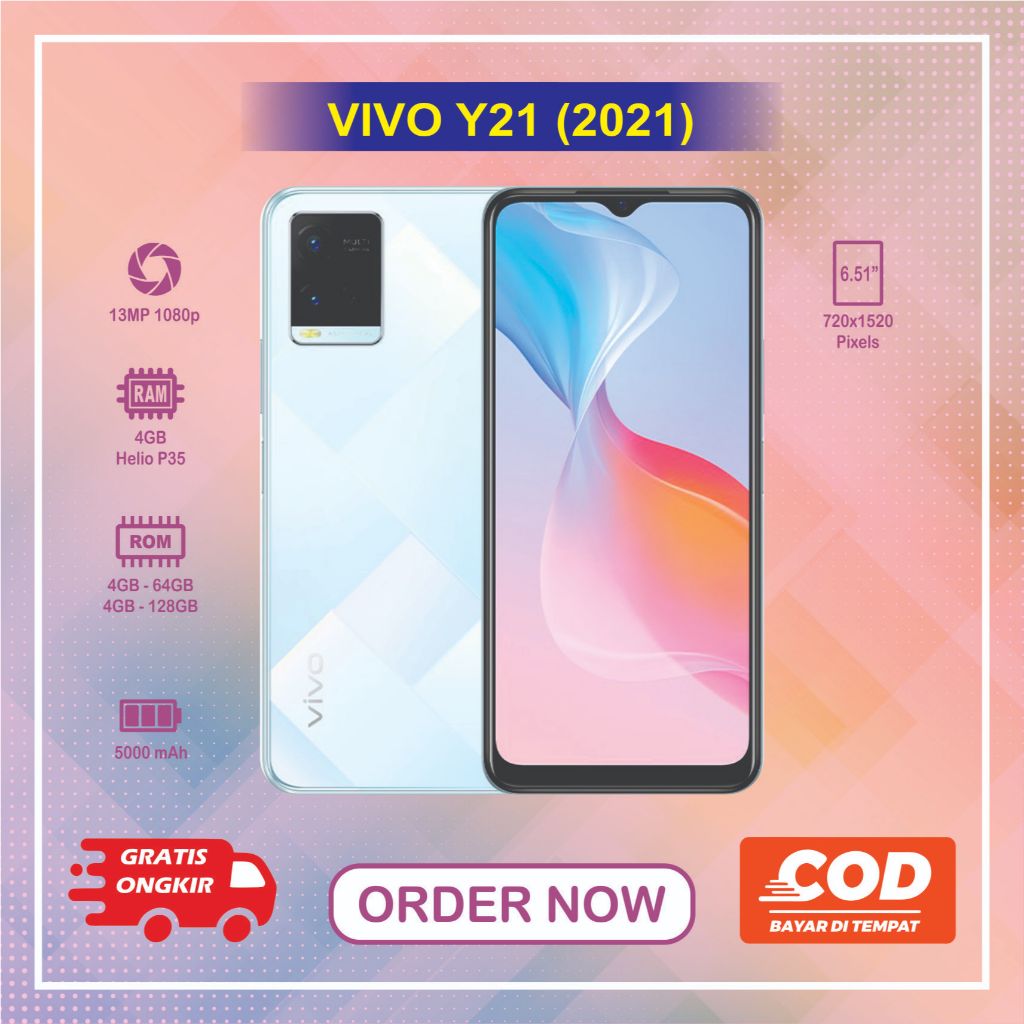 HP VIVO Y21 ( 2021 ) Normal second siap pakai RAM 4 + 1/64GB