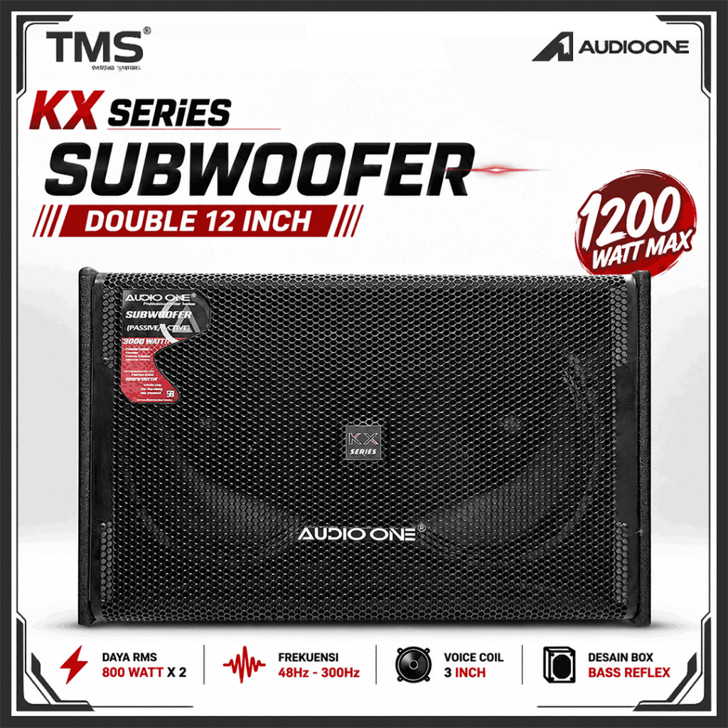 Speaker Subwoofer Pasif Aktif 12 Inch Double AUDIO ONE KX 212 Sound Lapangan Rumahan Karaoke I TMS