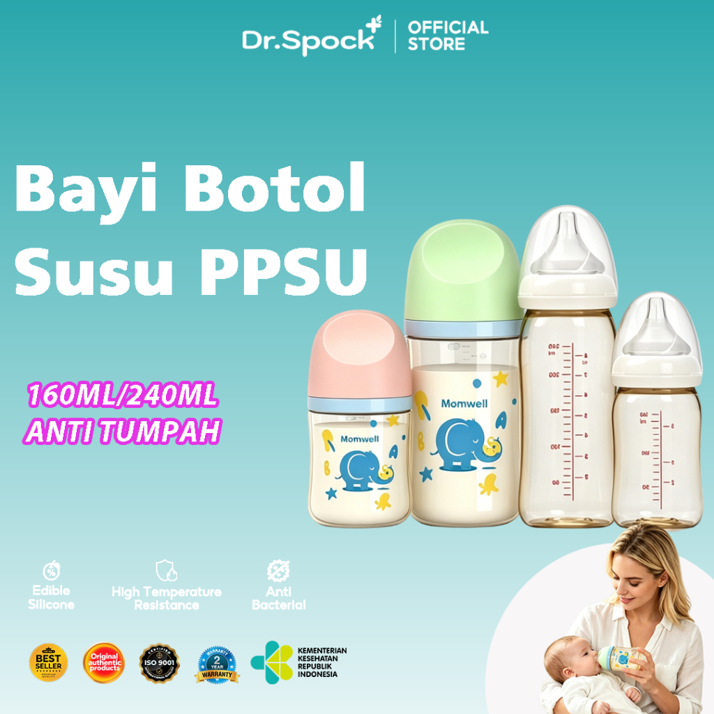 Dr.Spock Gen 2 160ml 240ml Dot Susu PPSU Wide Neck PPSU Dot Susu Bayi 0 6 bulan BPS01
