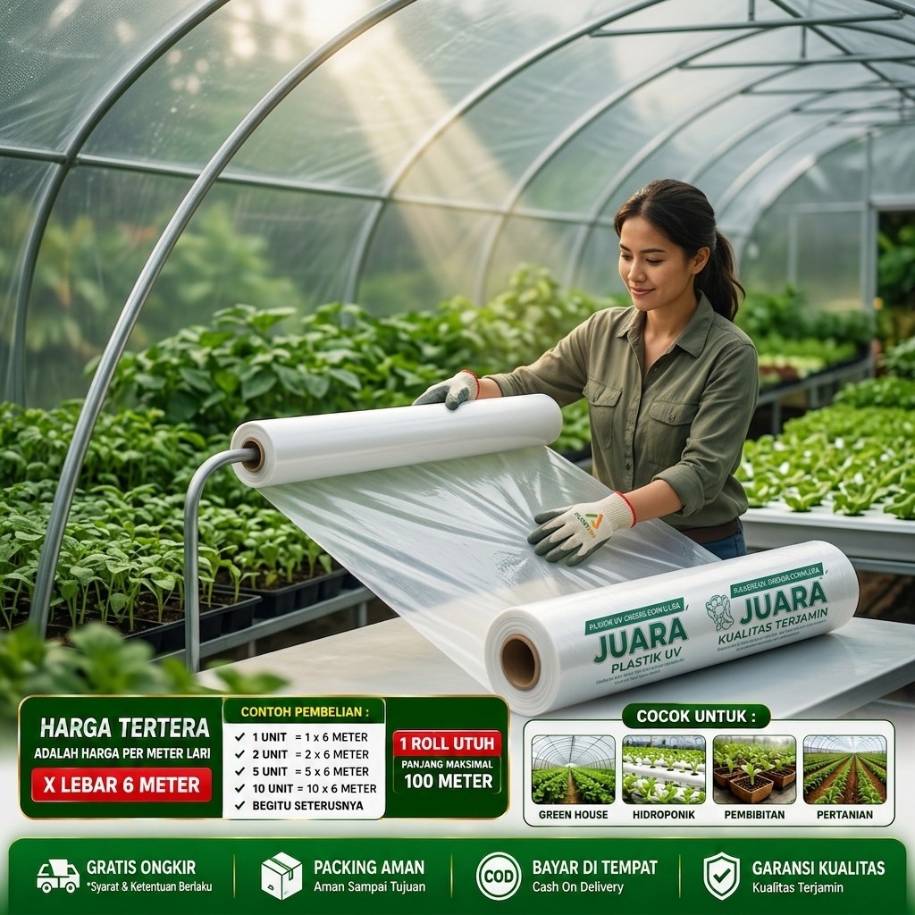 Plastik Ultraviolet Juara UV tebal 170 Micron 14 % Lebar 6 M PERMETER