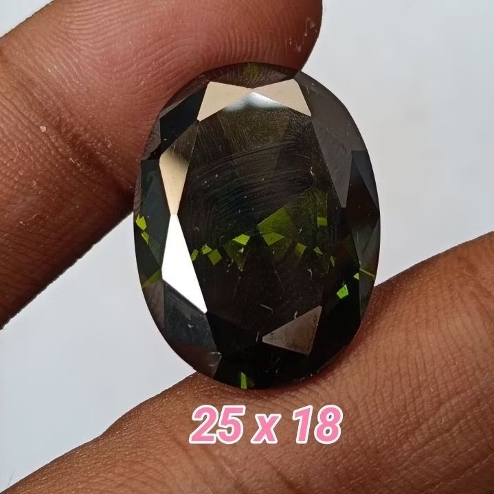 Batu Permata Diamond Peridot , Jumbo 25 x 18 mm