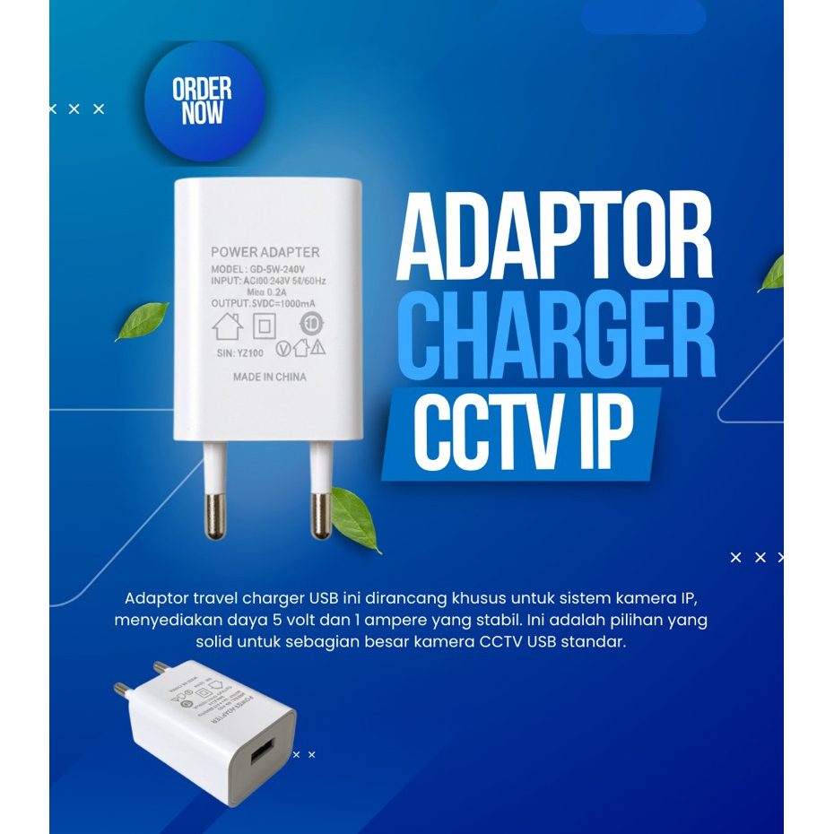 Adaptor Charger USB Kamera CCTV Kepala Charger Power Adaptor CCTV IP Kamera Pengecasan HP