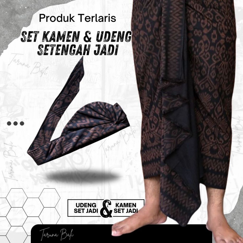 SET KAMEN + UDENG BATIK SETENGAH JADI DEWASA | PAKAIAN ADAT BALI | KAMEN BALI | UDENG BALI | SET BAT