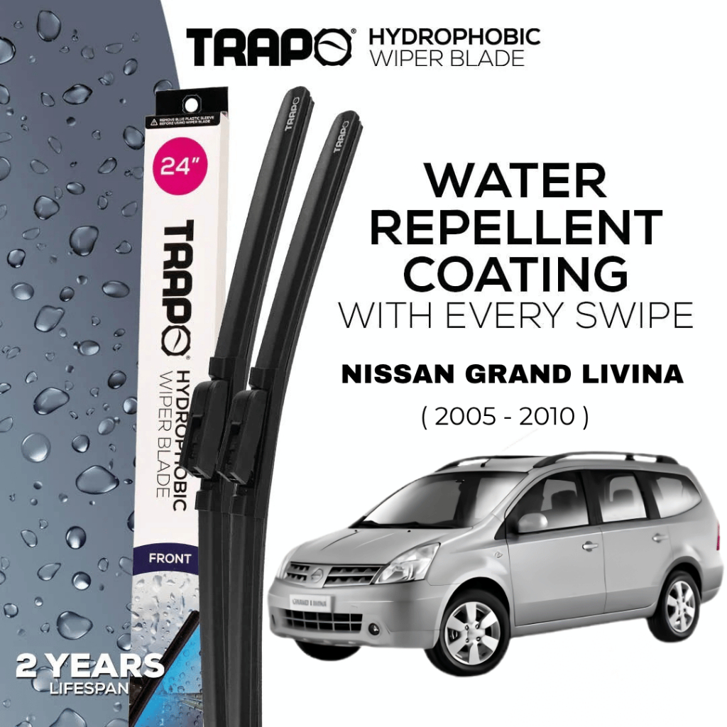 TRAPO Hdrophobic Wiper Blade Nissan Grand Livina ( 2005 - 2010 ) 24' & 14' - 2 Pcs