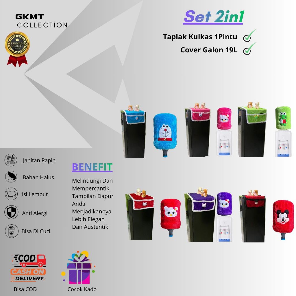 Terlaris Set 2in1 Sarung Galon 19liter Taplak Kulkas 1pintu Gratis Ongkir Cod