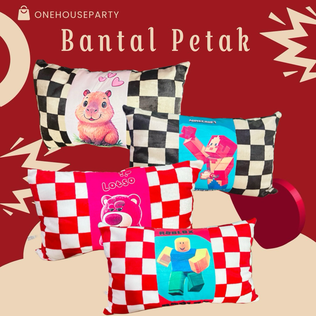 Boneka Bantal Petak Catur Karakter Lotso Minecraft Marmut Roblox Bantal Soffa Duduk Onehouseparty