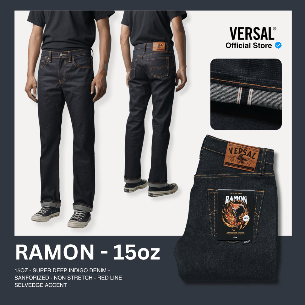 Versal - Ramon 15oz Superior Deep Indigo Selvedge Accent Denim (READY STOCK)