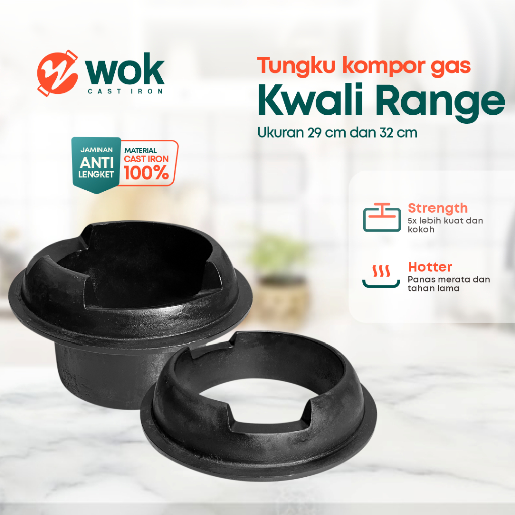 Tungku kompor gas kwali range 32 cm besi cor / kuali tange MBG besi cor / cast iron