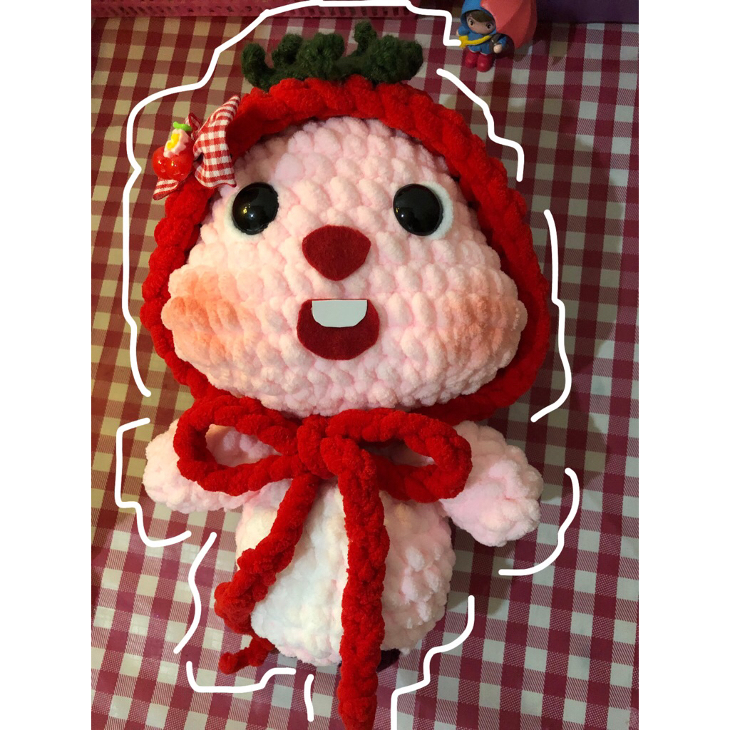 [Croshypiee] Amigurmi Loopy With Cute Tomato Hat Plushie Boneka Rajut Amigurumi Crochet Costum Loopy