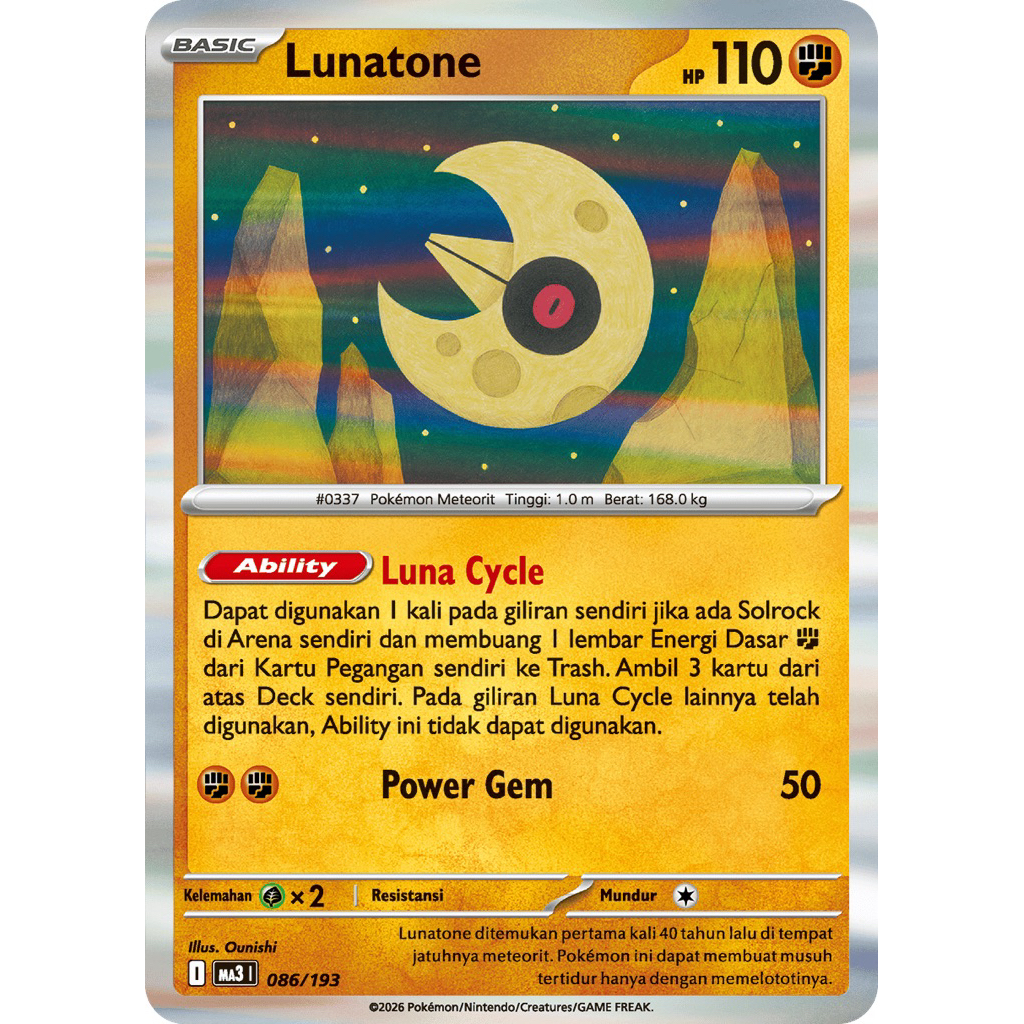 Pokemon Lunatone TCG Kartu Bulk Common