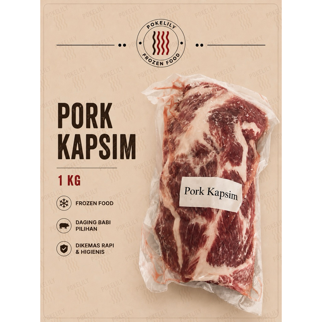 KAPSIM BABI 1 KG DAGING SATEAN SATE PORK CAPSIM BAGIAN LEHER KE PAHA ATAS FRESH MEAT DAGING LEMAK BA