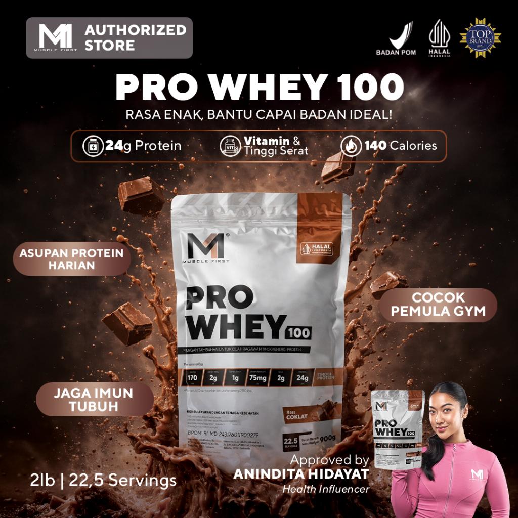 MUSCLE FIRST Pro Whey 100 2lbs/900gr - Whey Protein Suplemen Fitness