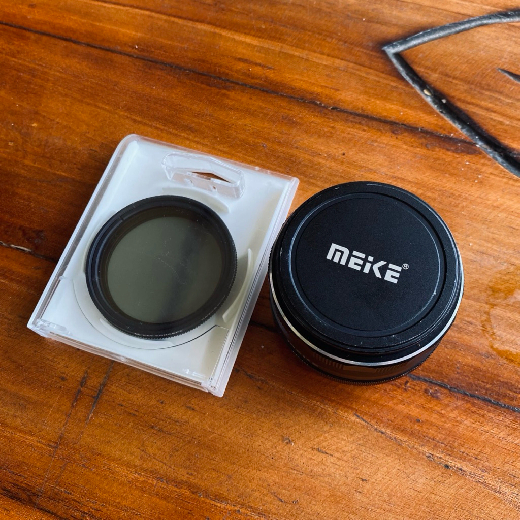 Lensa fix 35mm F1.7 Meike + Filter Knf 49mm ND2-400