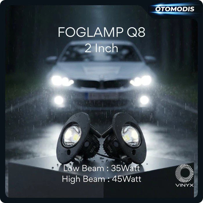 Biled Foglamp Projector Vinyx Q8 2 inch 3 warna 45 Wat Foglamp Brio Jazz Mobilio DLL