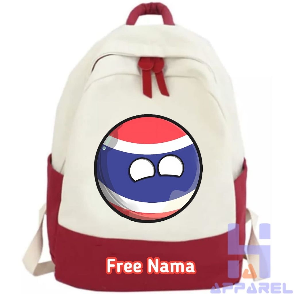 TAS RANSEL ANAK COUNTRYBALL THAILAND FREE NAMA