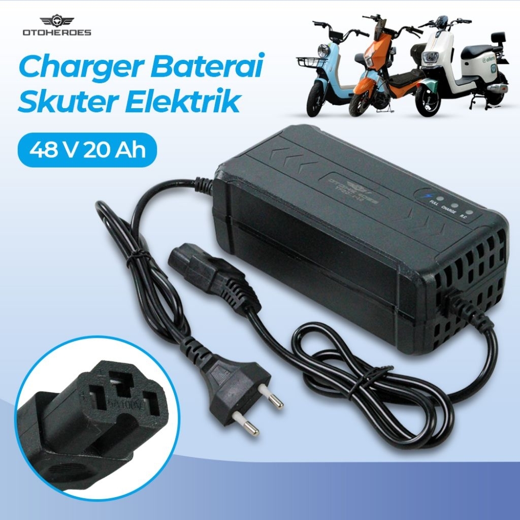 Grab Medan CHARGER BATERAI AKI MOTOR SKUTER ELEKTRIK 48V 20AH Cas Baterai Scouter Listrik SUMEITE OR
