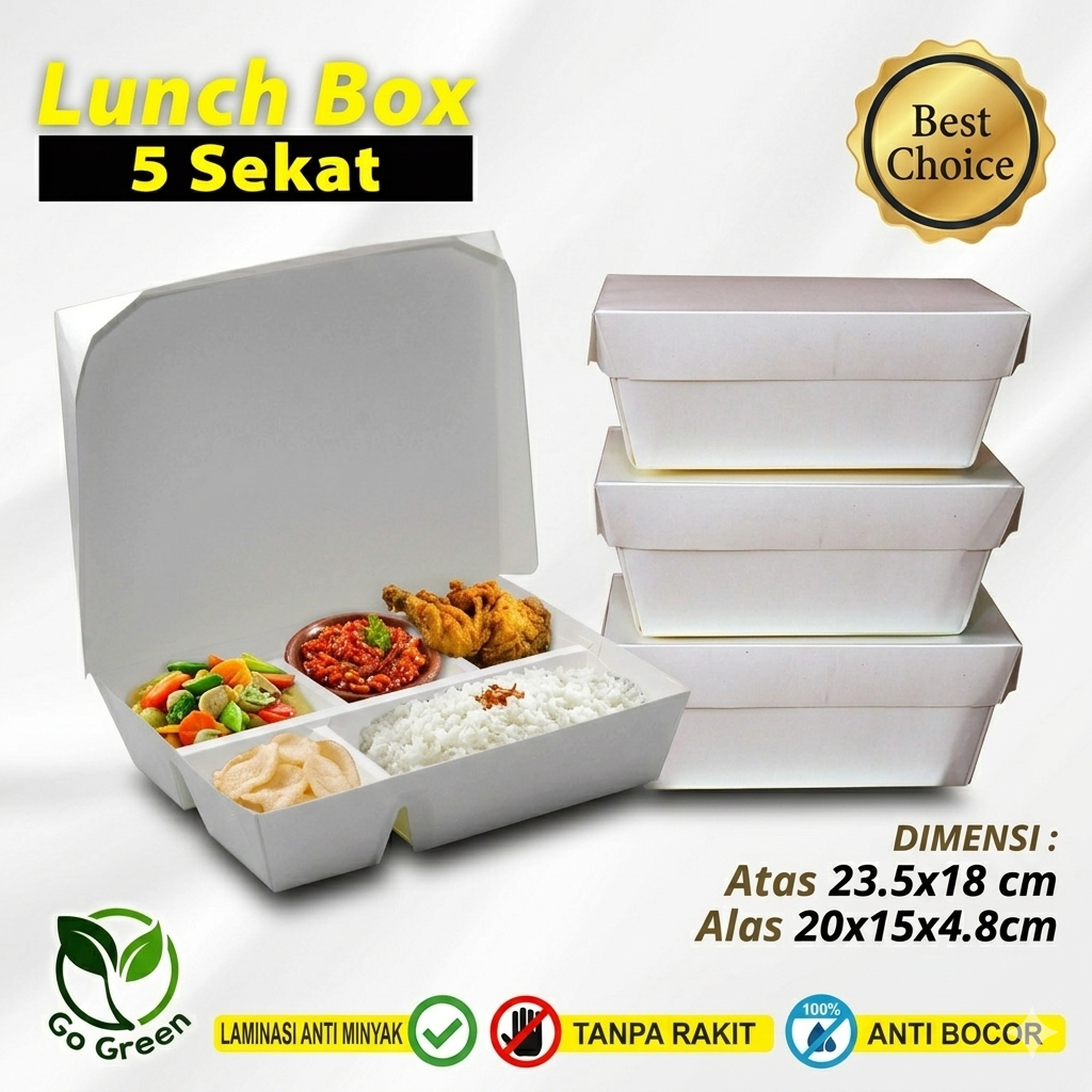 Paper Lunch Box SEKAT 5 - Lunch Box Paper SEKAT 5 (20pcs)