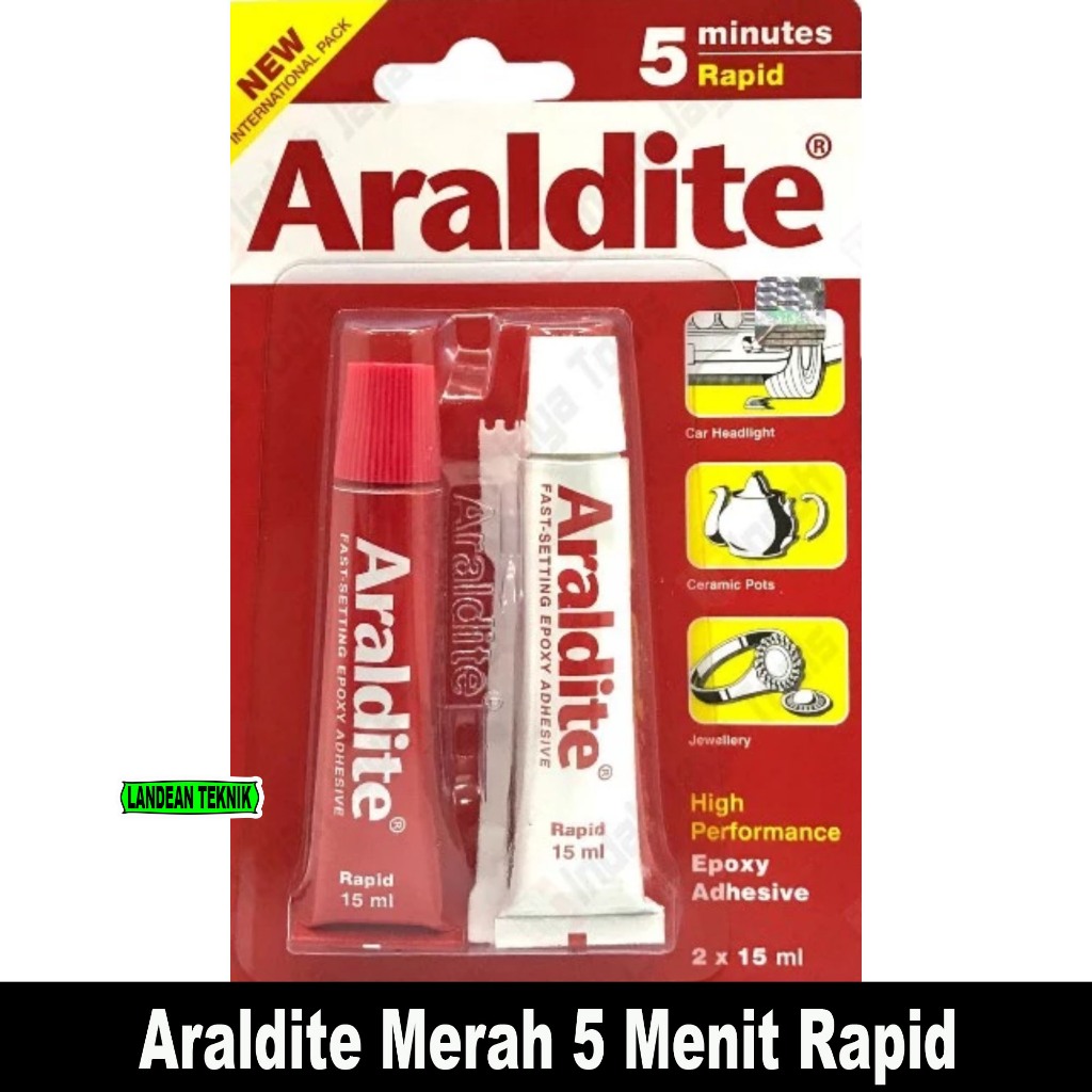 Lem Besi Araldite Merah 5 Menit Rapid - Lem Epoxy Besi Ori Araldite Merah