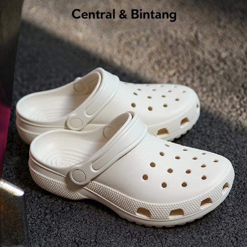 BESTPROMO Central & Bintang 2026 Classic Crocs Sandal Putih - Sepatu Santai Wanita Pria untuk Segala