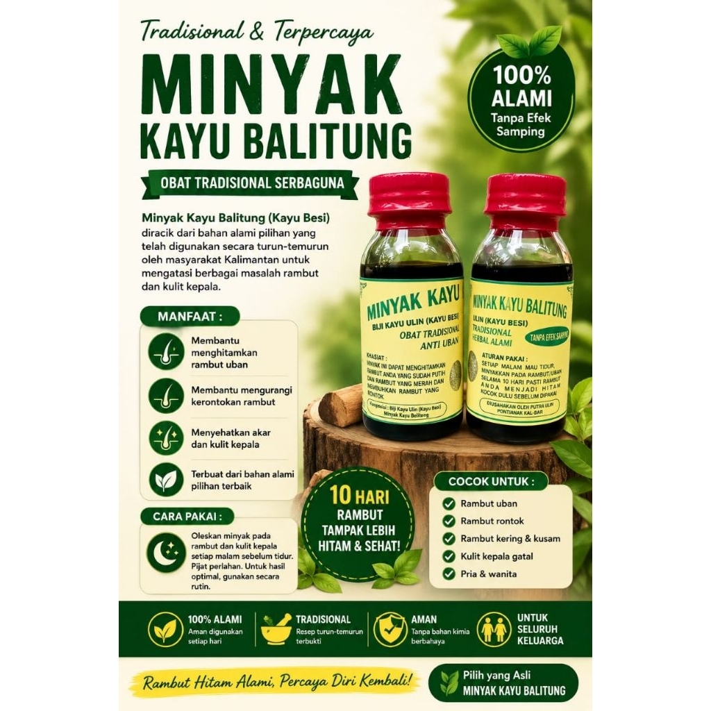 Minyak Kayu Balitung Plus Buah Ulin 100% Asli Kalimantan original ulin