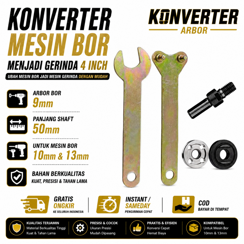 Adaptor Konversi Mesin Bor ke Gerinda - Konversi Mudah, Tahan Lama, Bahan Logam Berkualitas