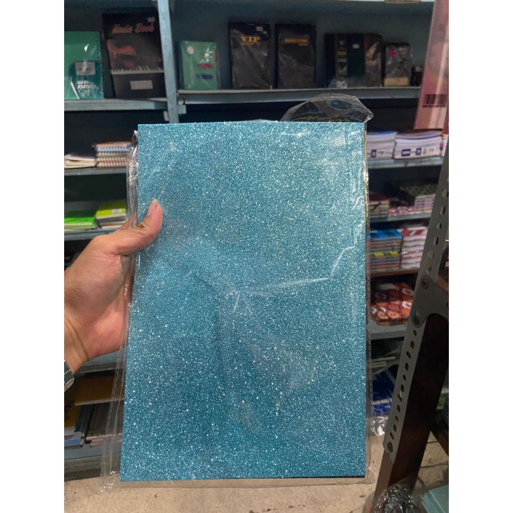 Kertas Glitter Biru / Foam Glitter Sheet