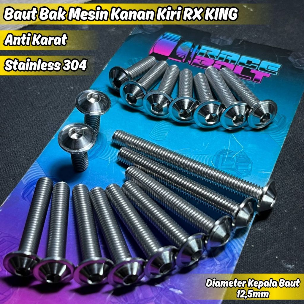Baut Bak Kalter Kanan Kiri RX King RXS YT115 Stainless Custo Titanium Big Head