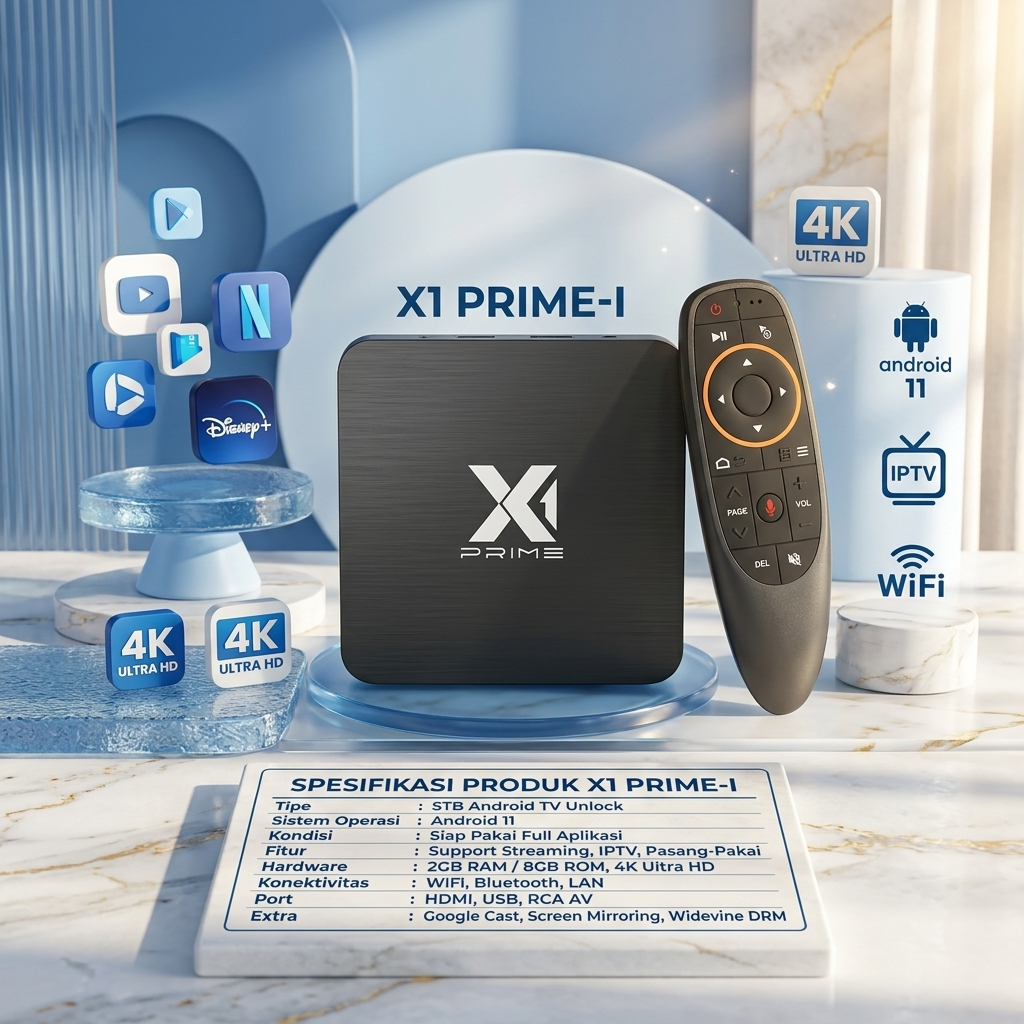 STB Android TV X1 Prime I Remote Voice Full Aplikasi Bisa Youtube Disney+ dll