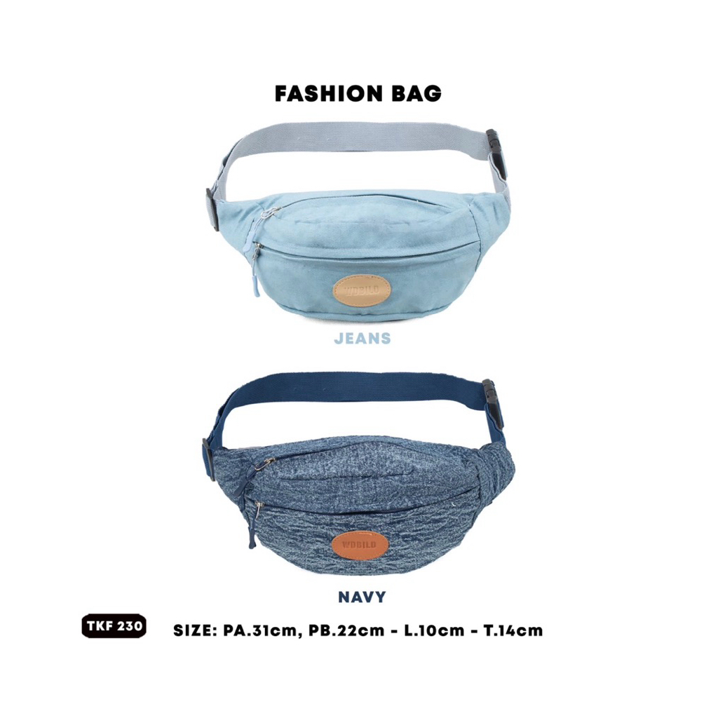 Tas Selempang / Waistbag Pria / wanita Bahan Jeans Premium Quality #tkf230