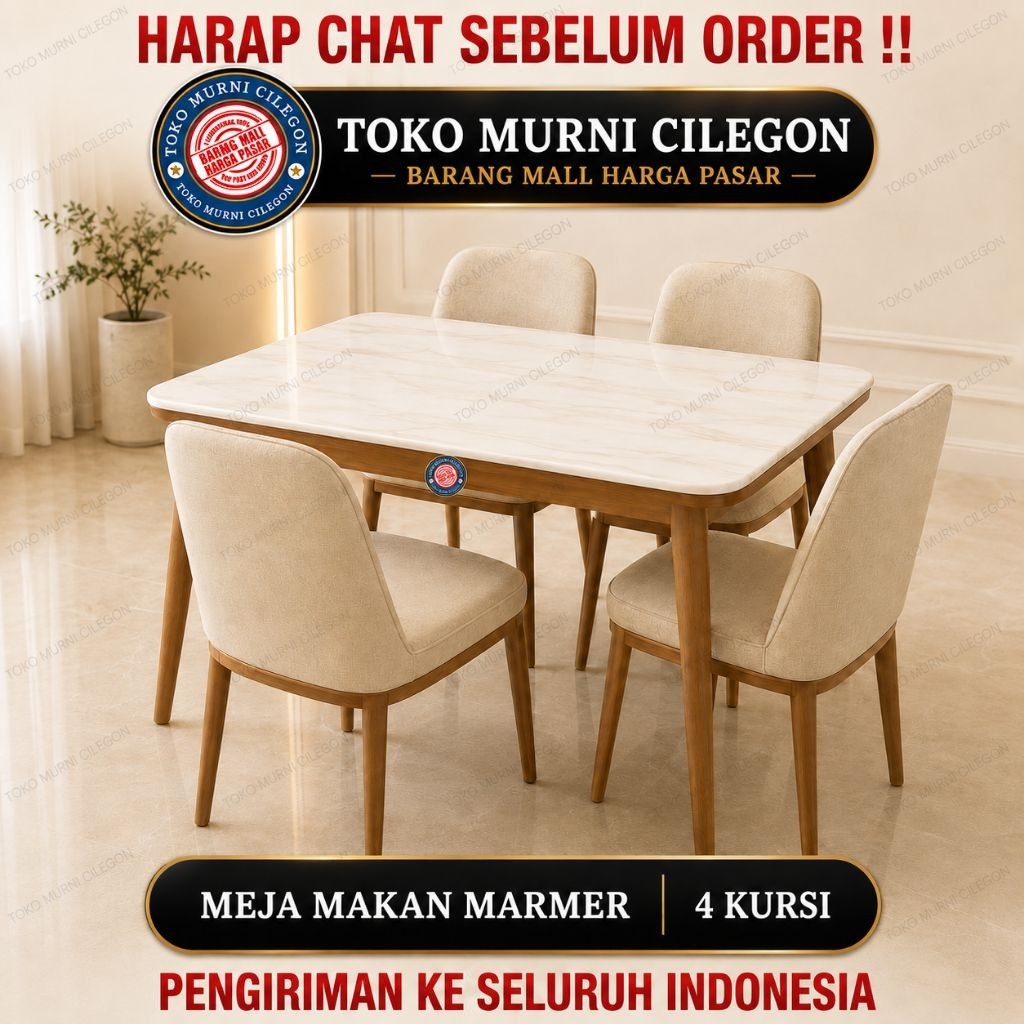 Meja Makan Marmer Celine + Kursi