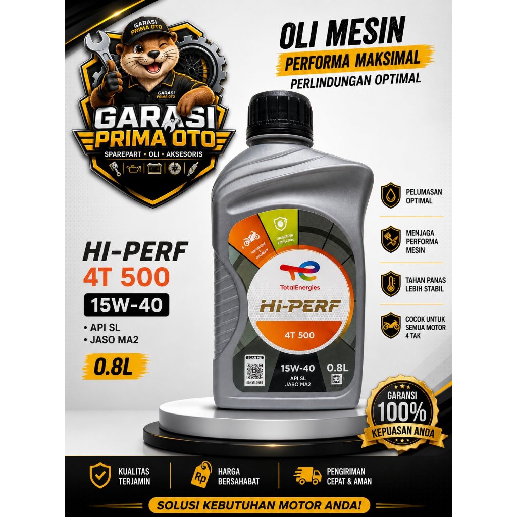 TOTAL OLI 4T 500 15W-40 0.8L | OLI Mesin Motor