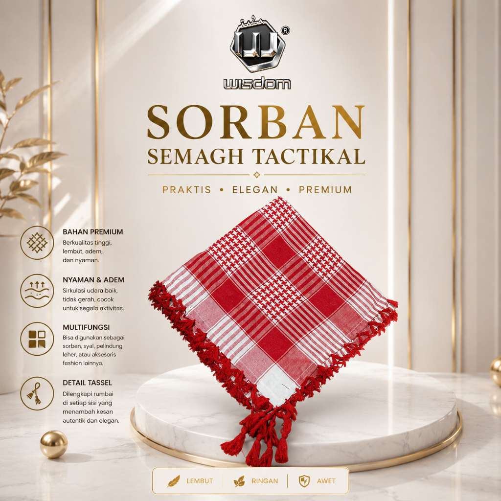 Sorban 17 Agustusan Merah Putih Tebal Basic Merah Putih All Size / Sorban Merah Putih Saudi