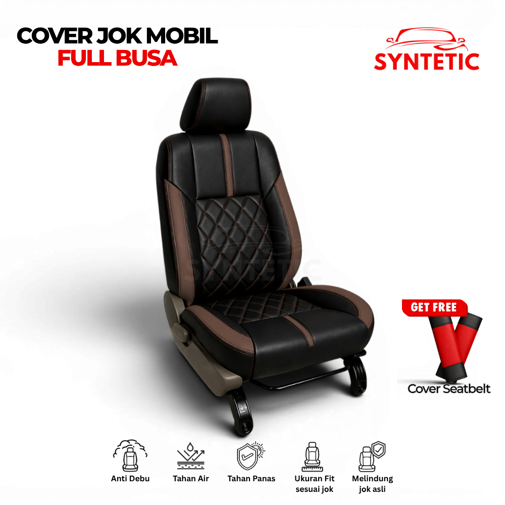 SYNTETIC - Sarung Jok Mobil  Calya Sigra Bahan Kulit Sintetis Custom Motif Full Busa 3 Baris