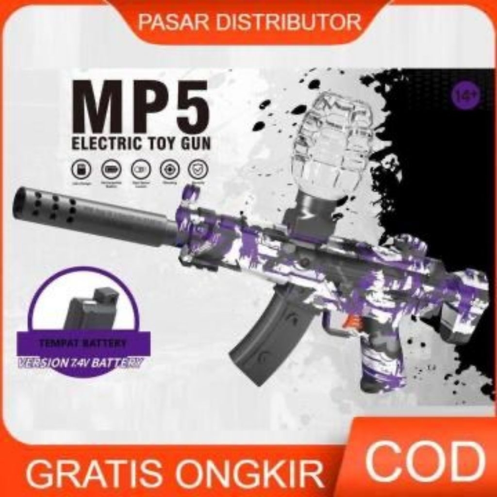 Mainan Tembak Water Gel Blaster Anak Laki-Laki - Super Sharp Shooter dengan Tembakan Elektrik Mp5