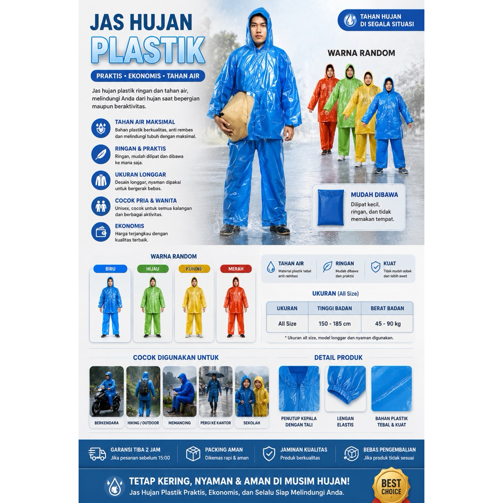 mantel plastik / mantel kantong / mantel murah / mantel poncho / mantel celana / jas hujan plastik