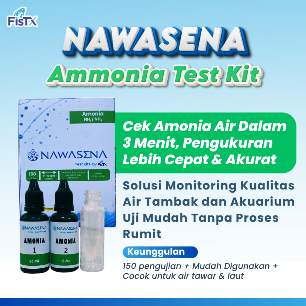 Nawasena Test Kit Amonia 150x Tes | Alat Cek Amonia Air Tambak Udang Ikan Aquarium Praktis