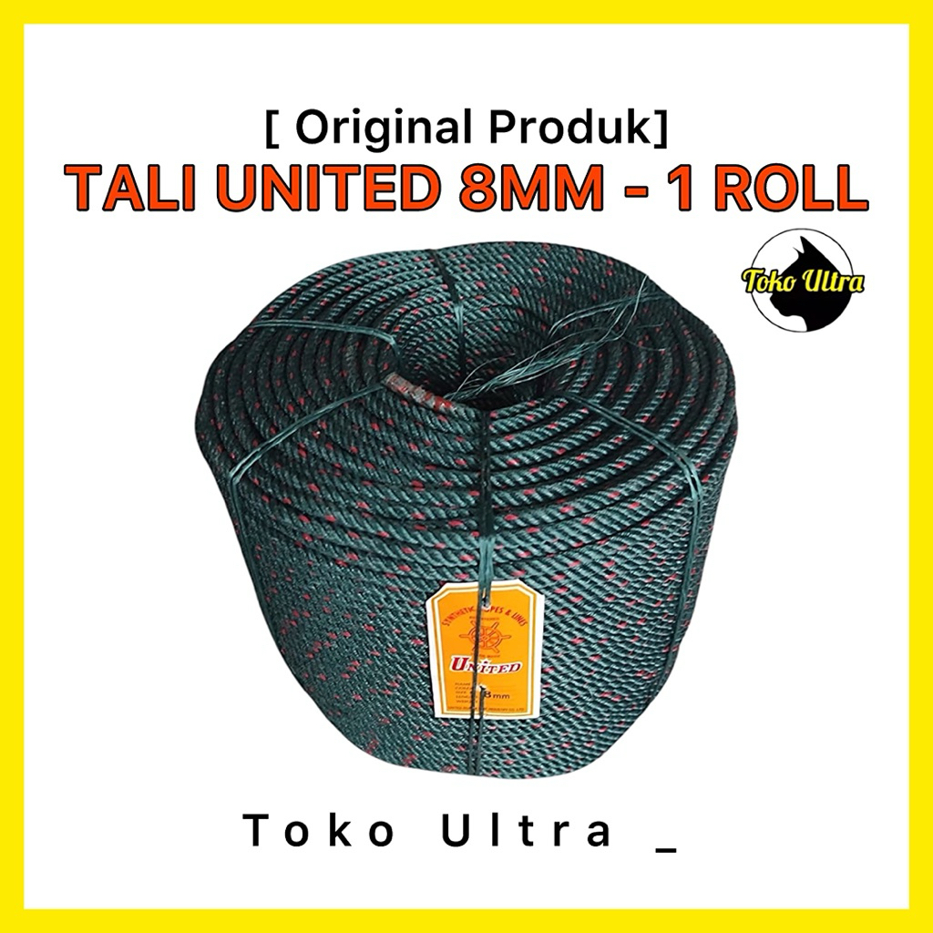 TALI UNITED 8MM 1ROLL / TALI TAMBANG 8MM UNITED / TAMPAR 8MM / TALI KAPAL