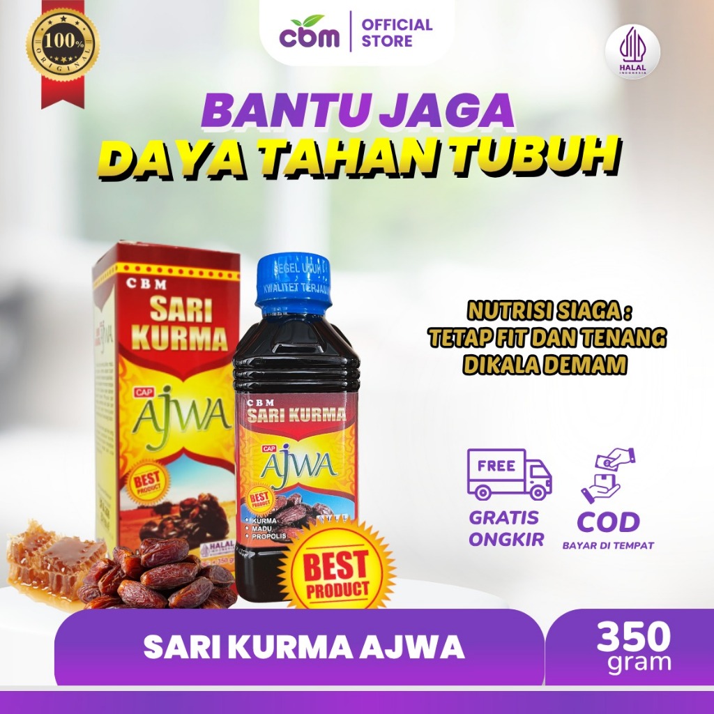 Sari Kurma Ajwa CBM ORIGINAL 100% 350gr Plus Propolis - Menambah Daya Tahan Tubuh Nafsu Makan Cegah 