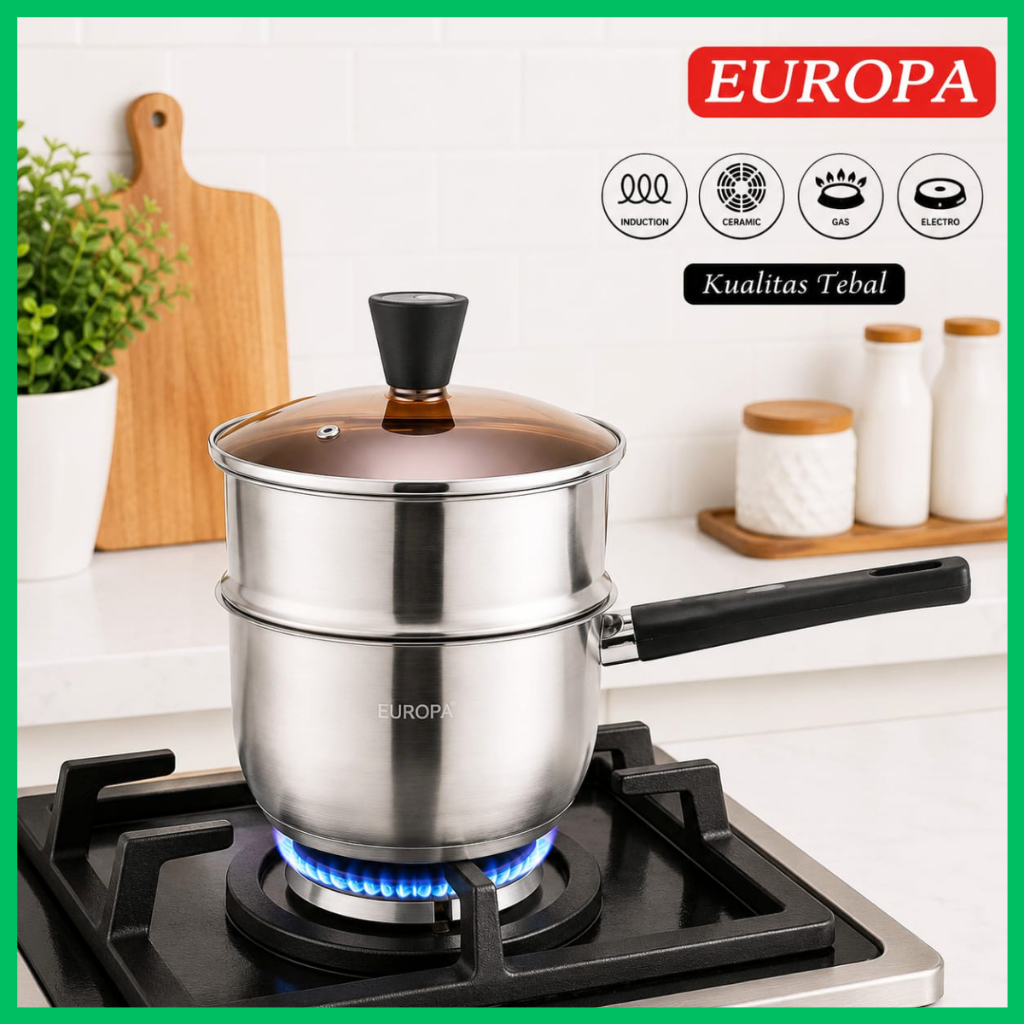 Europa Sauce pan stainless 18cm + Steamer Panci kukus