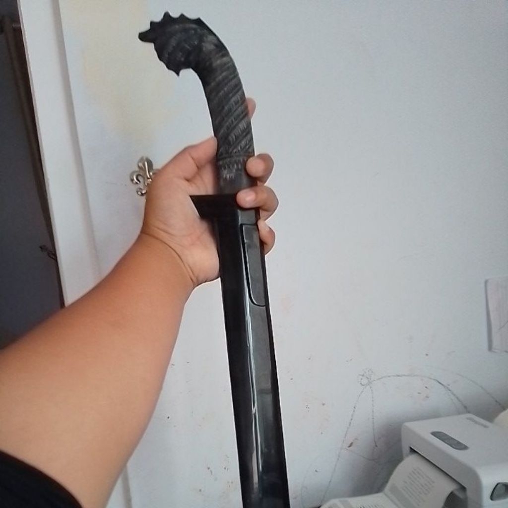Gagang tanduk togog baja per 25cm warangka tanduk