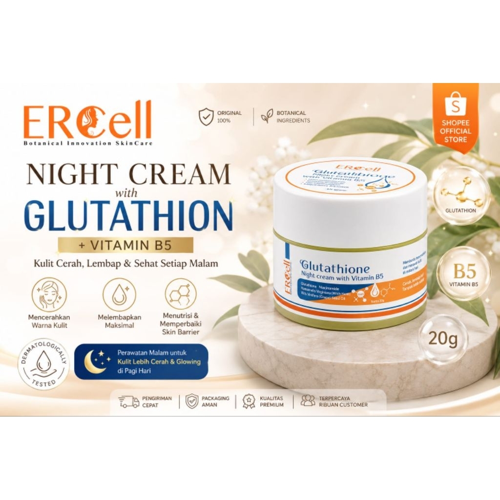 Ercell Glurathion Night Cream  with Vit B5
