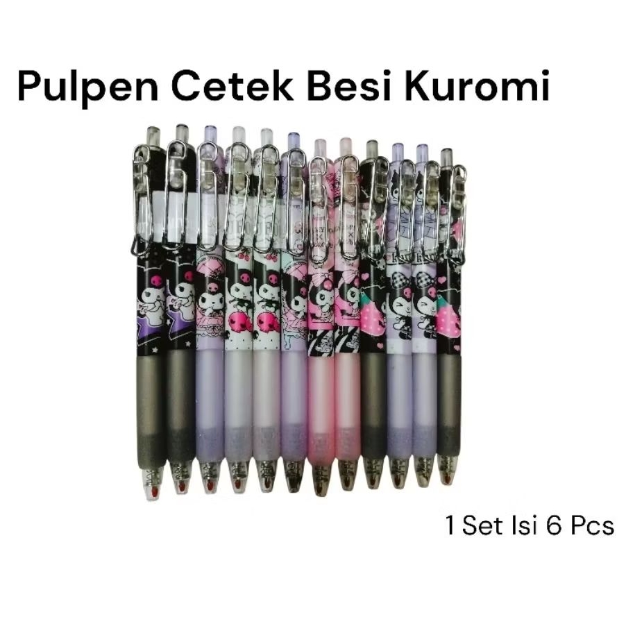6pcs Pulpen Cetek Kuromi/Pulpen Kuromi
